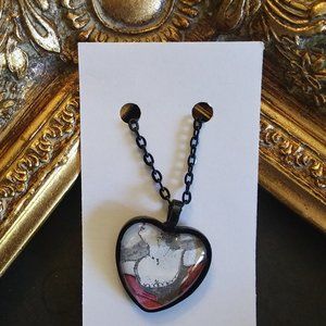 💥FLIGHT - Black Brass and Glass Heart Pendant